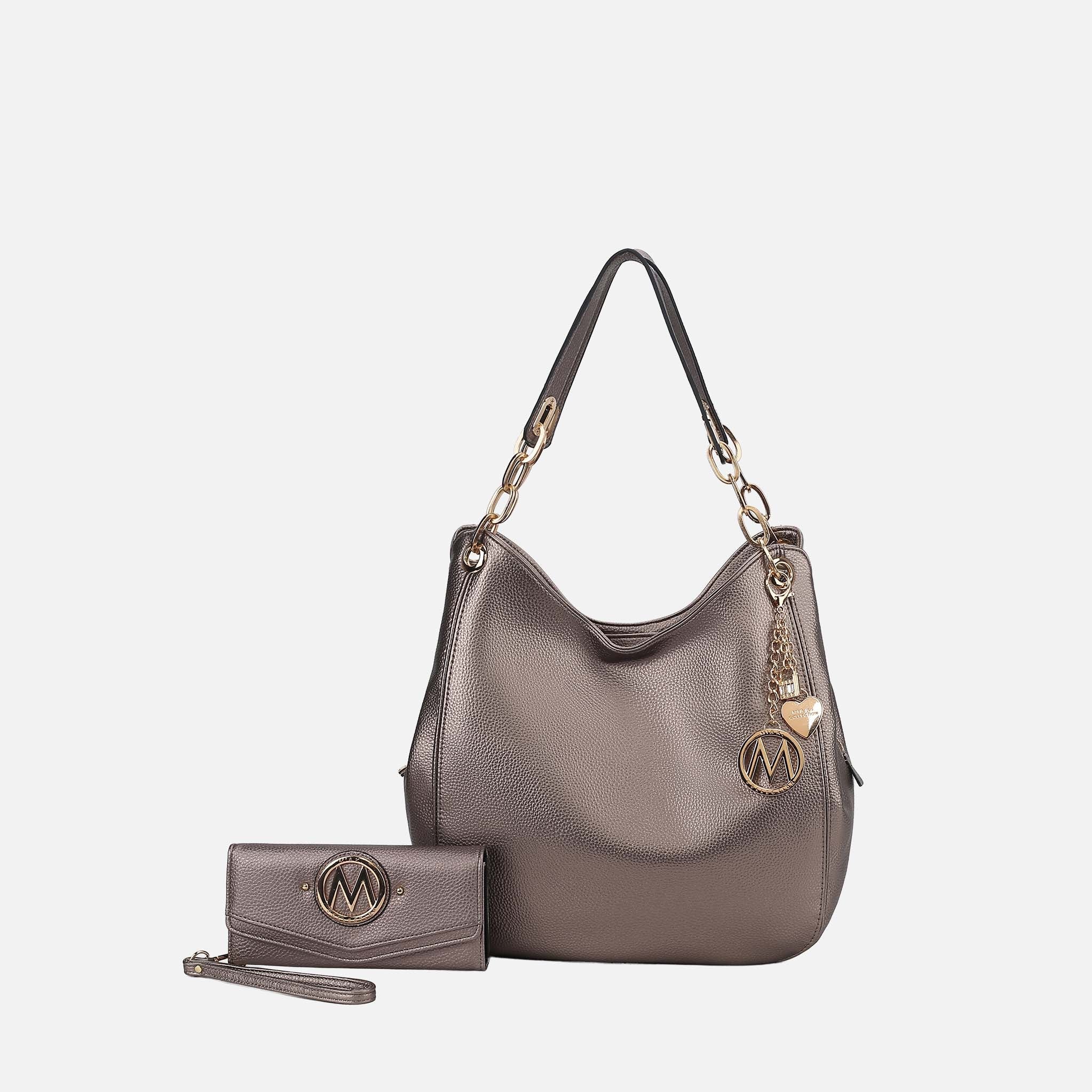 Mkf Collection by Mia K. - Ashley Hobo Bag and Wallet Set Taupe view 12 (bag) - mkf collection bags, mk - shop at us.meeeshop