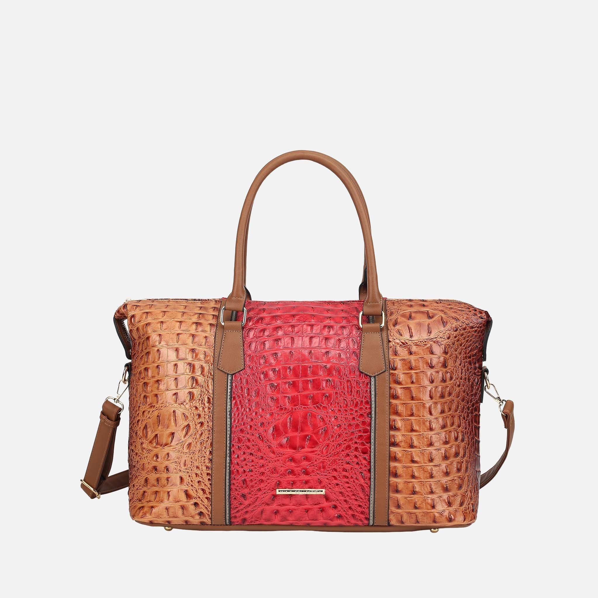 Mkf Collection by Mia K. - Raven Croc Embossed Duffel Bag Croco Light Grey view 7 (bag) - mkf collectio - shop at us.meeeshop