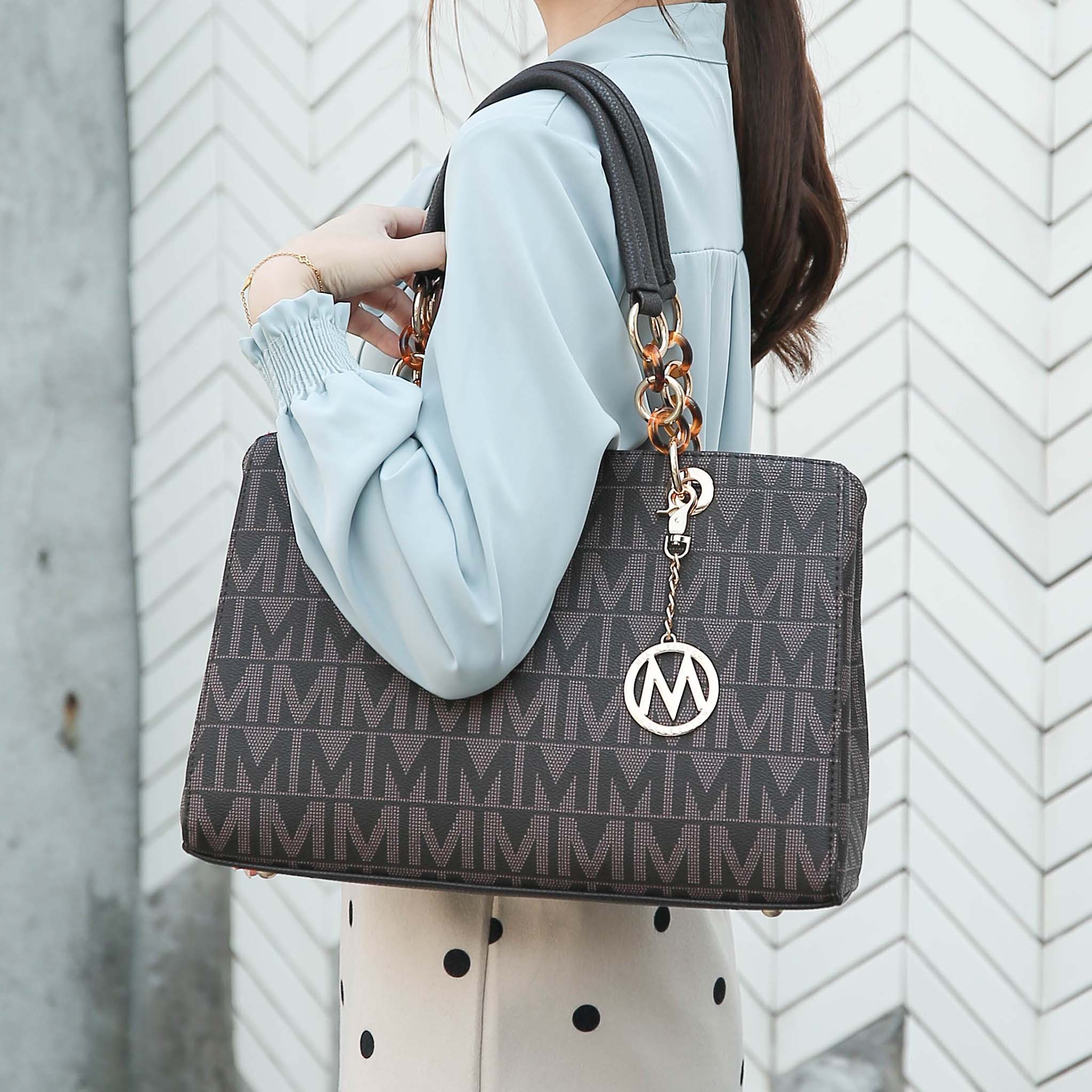 Mkf Collection by Mia K. - Sirna Signature Tote Bag Beige view 3 (bag) - mkf collection tote bag, mkf c - shop at us.meeeshop