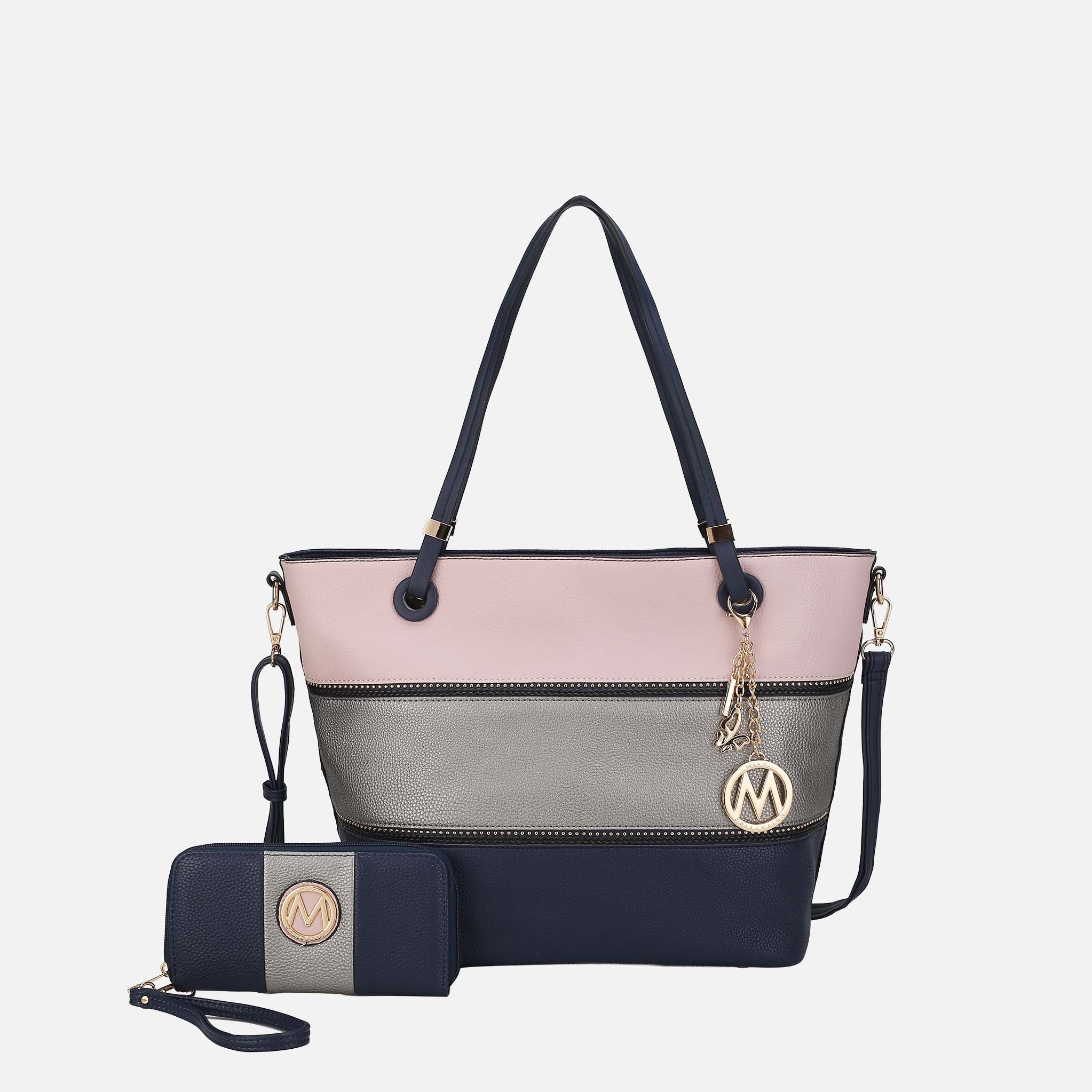 Mkf Collection by Mia K. - Vallie Tote Bag and Wallet Set Silver (bag) - mkf collection tote bag, mkf c - shop at us.meeeshop