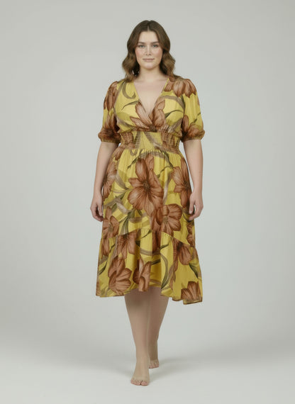 mlle gabrielle floral Mlle Gabrielle Floral Dress Yellow combo (dress) - shop at us.meeeshop