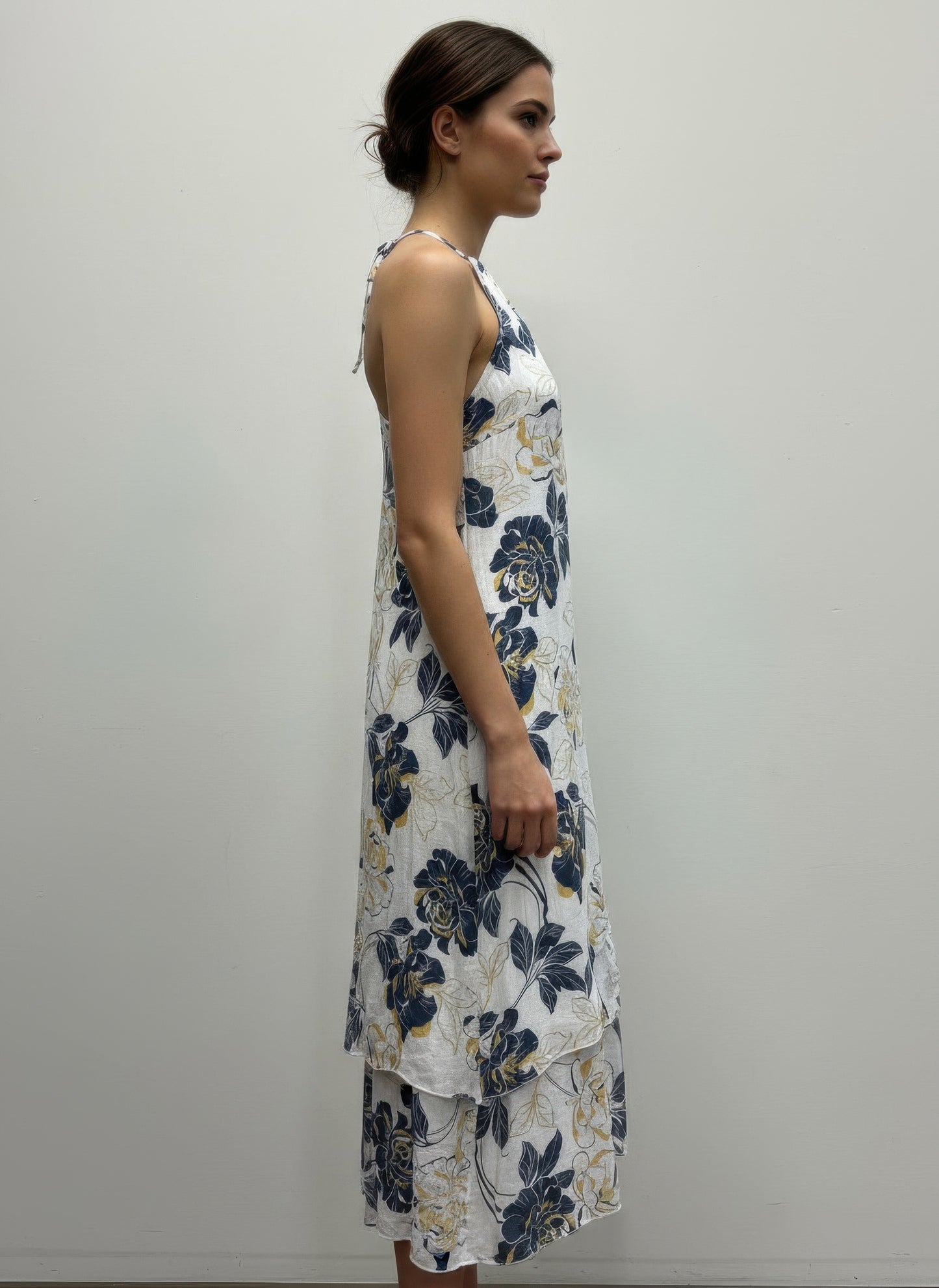 Mlle Gabrielle Floral Sleeveless Dress in Mustard combo view 2 - Mlle Gabrielle Dress