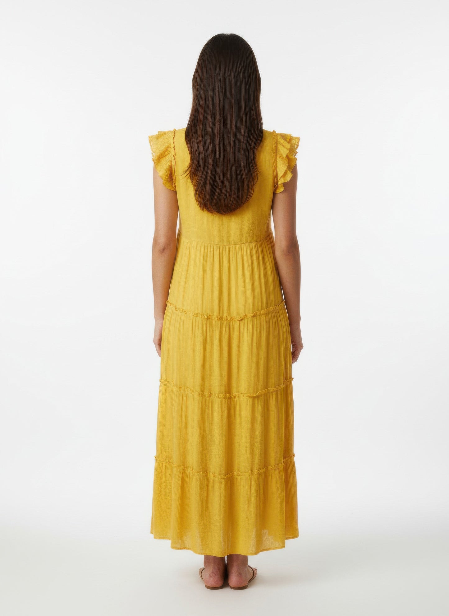 Mlle Gabrielle Solid Cap Sleeve Dress in Lemon view 6 - Mlle Gabrielle Dress Vintage