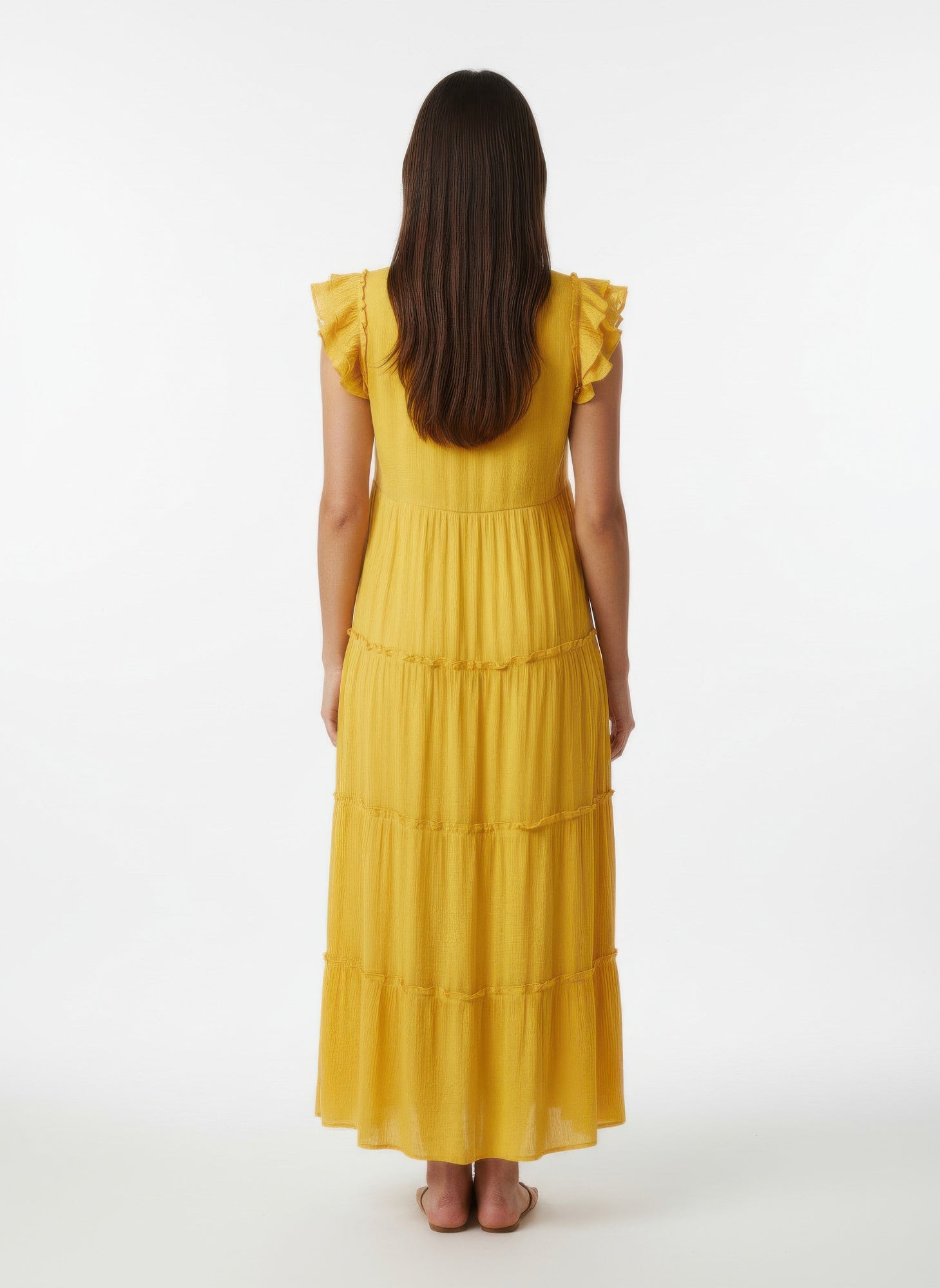Mlle Gabrielle Solid Cap Sleeve Dress in Lemon view 6 - Mlle Gabrielle Dress Vintage