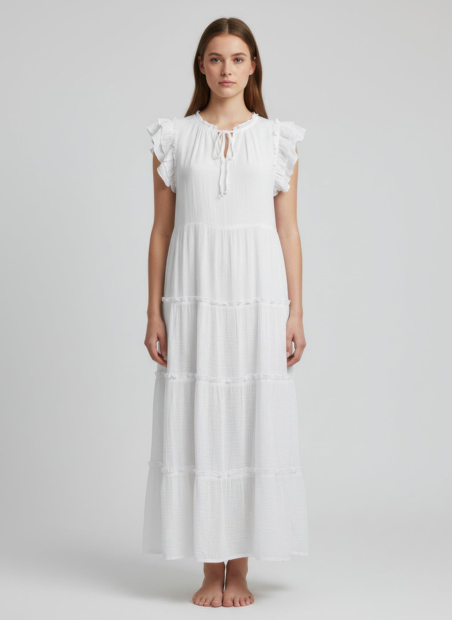 Mlle Gabrielle Solid Cap Sleeve Dress in White - Mlle Gabrielle Dress Vintage