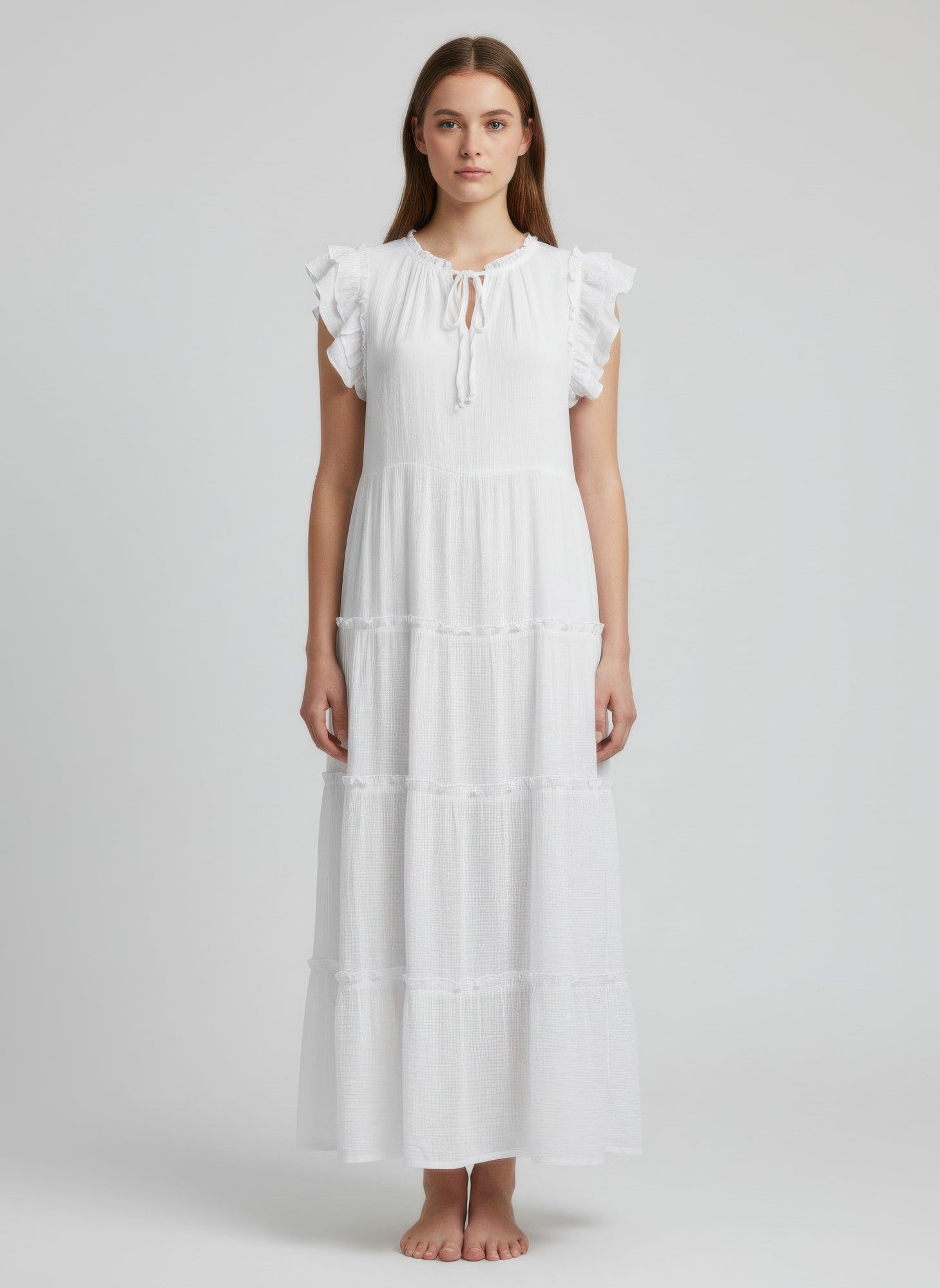 Mlle Gabrielle Solid Cap Sleeve Dress in White - Mlle Gabrielle Dress Vintage