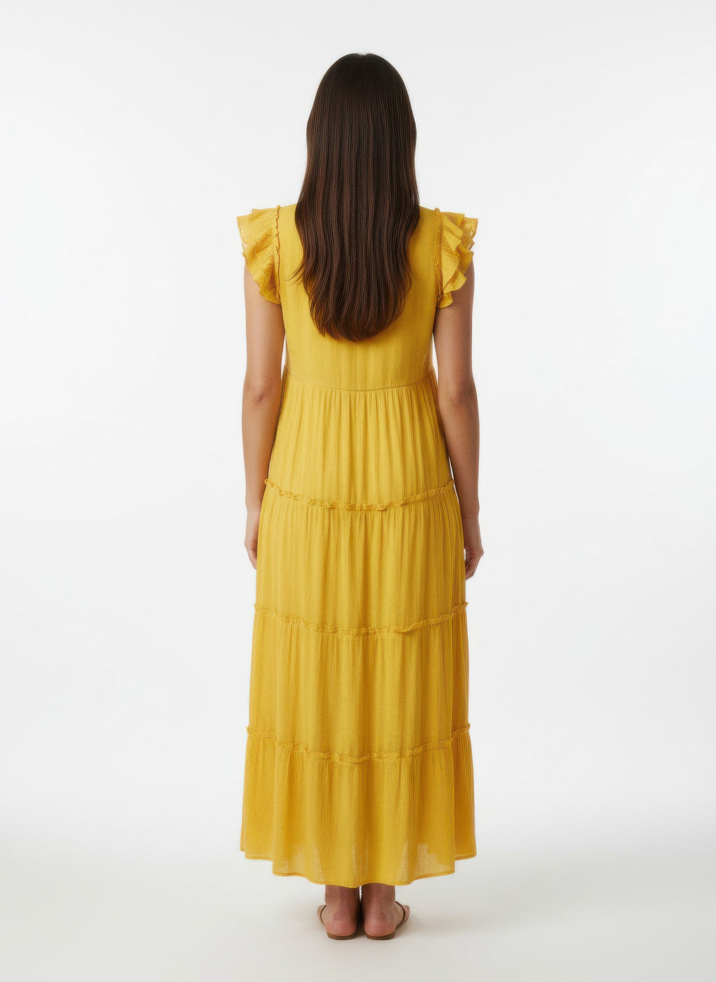 Mlle Gabrielle Solid Cap Sleeve Dress Lemon view 6 (dress) - mlle gabrielle dress vintage, mlle gabriel - shop at us.meeeshop