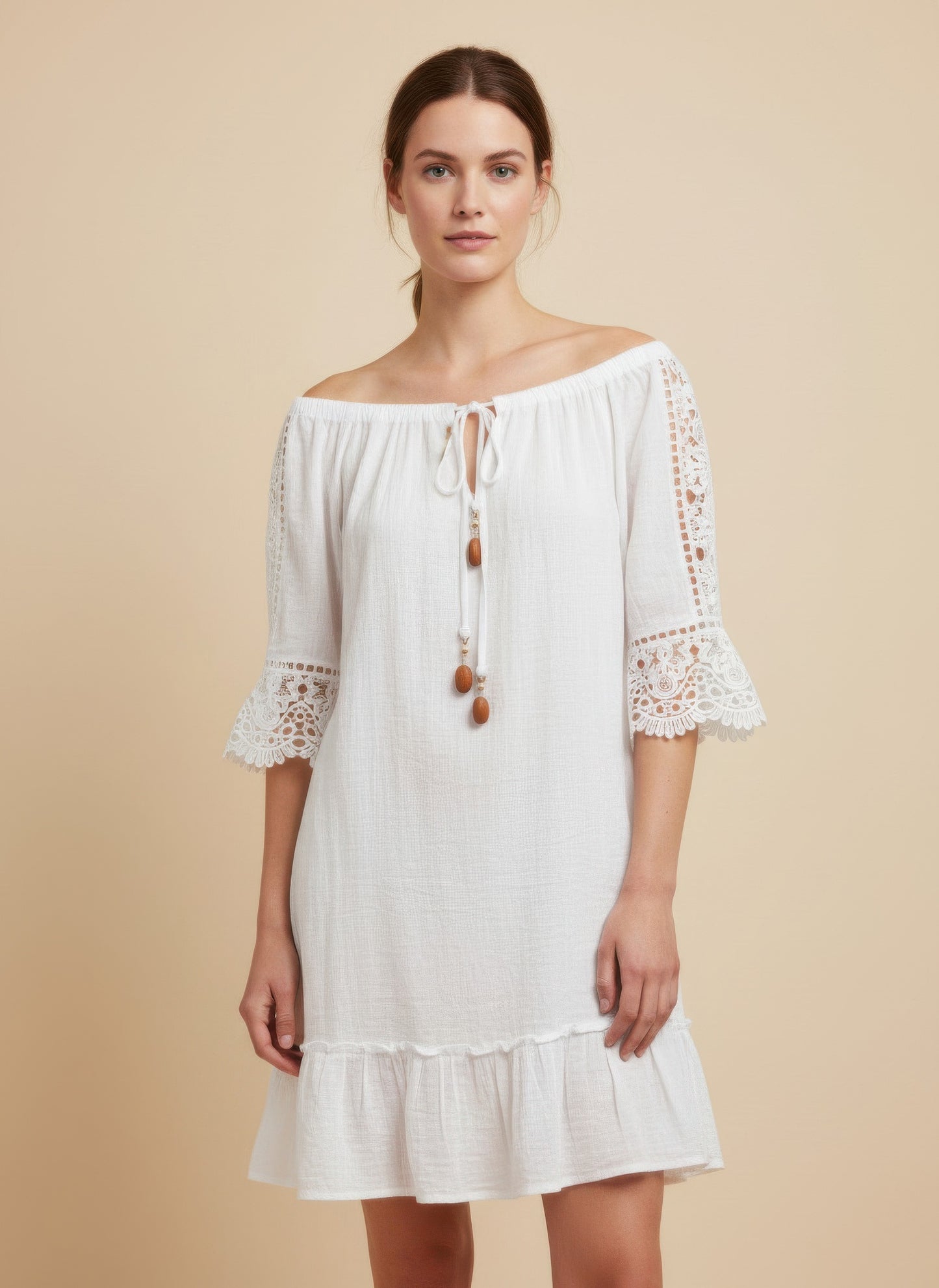 Mlle Gabrielle Solid Elbow Sleeve Dress - MeeeShop Women's Fashion