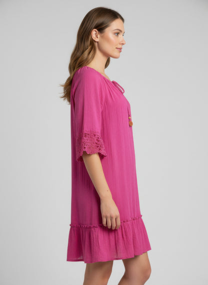 Mlle Gabrielle Solid Elbow Sleeve Dress in Gold view 8 - Mlle Gabrielle Dress Vintage