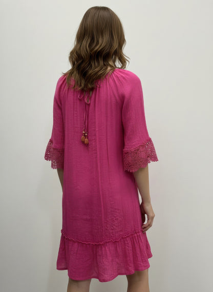 Mlle Gabrielle Solid Elbow Sleeve Dress in Gold view 9 - Mlle Gabrielle Dress Vintage