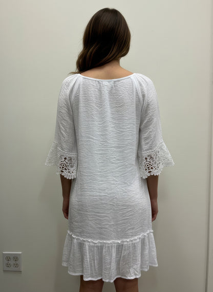 Mlle Gabrielle Solid Elbow Sleeve Dress in Green view 3 - Mlle Gabrielle Dress Vintage