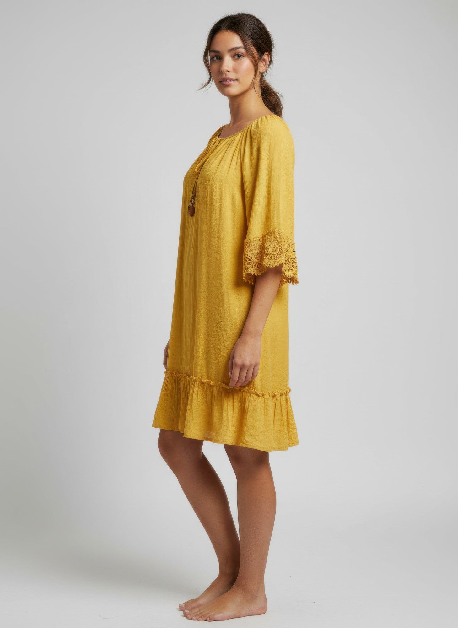Mlle Gabrielle Solid Elbow Sleeve Dress view 11 - Mlle Gabrielle Dress Vintage
