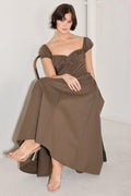 Mocha Muse Moment Woven Midi Dress BROWN (dress) - mocha mousse dress, what colour goes with mocha dres - shop at us.meeeshop