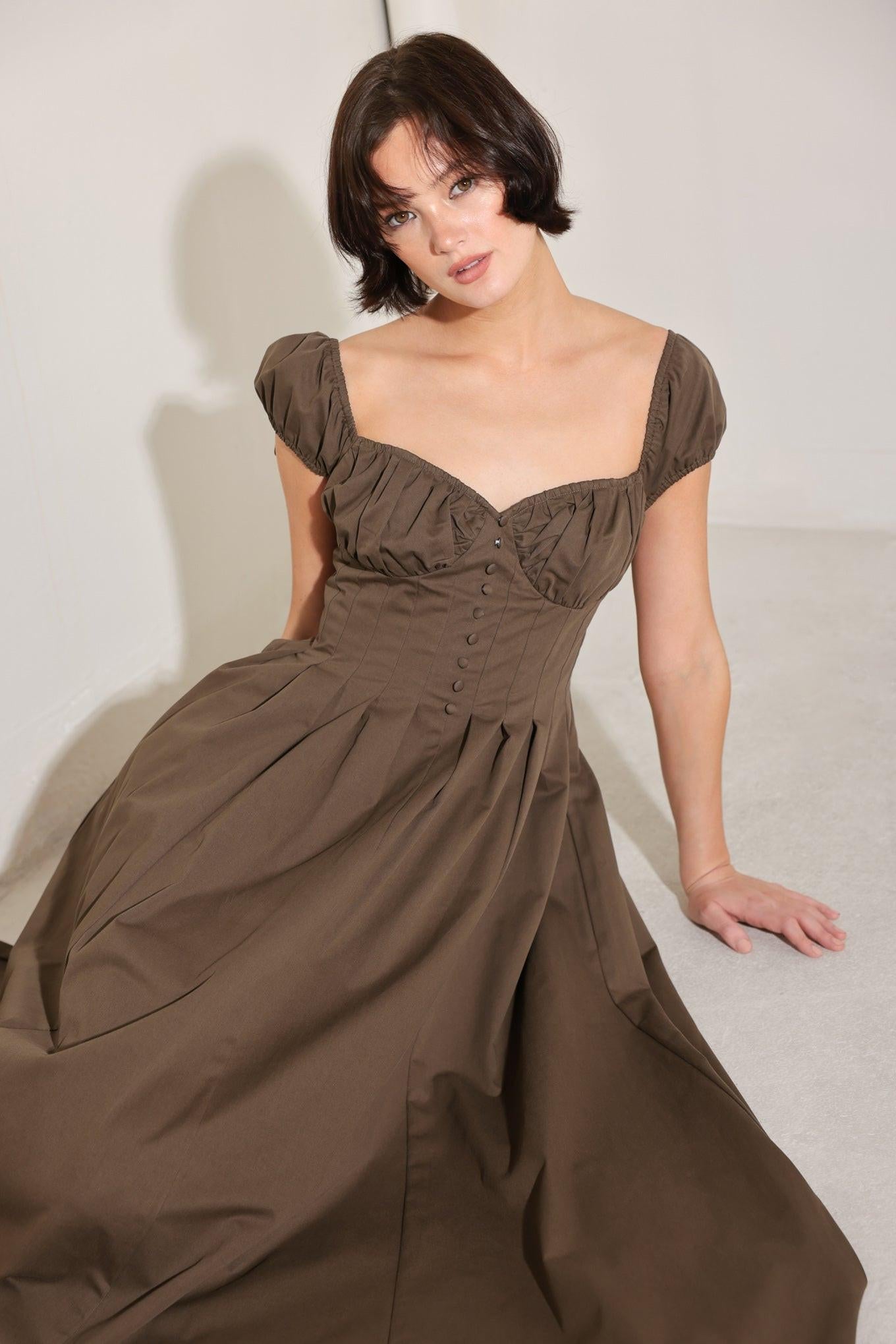 Mocha Muse Moment Woven Midi Dress view 7 - Mocha Mousse Dress