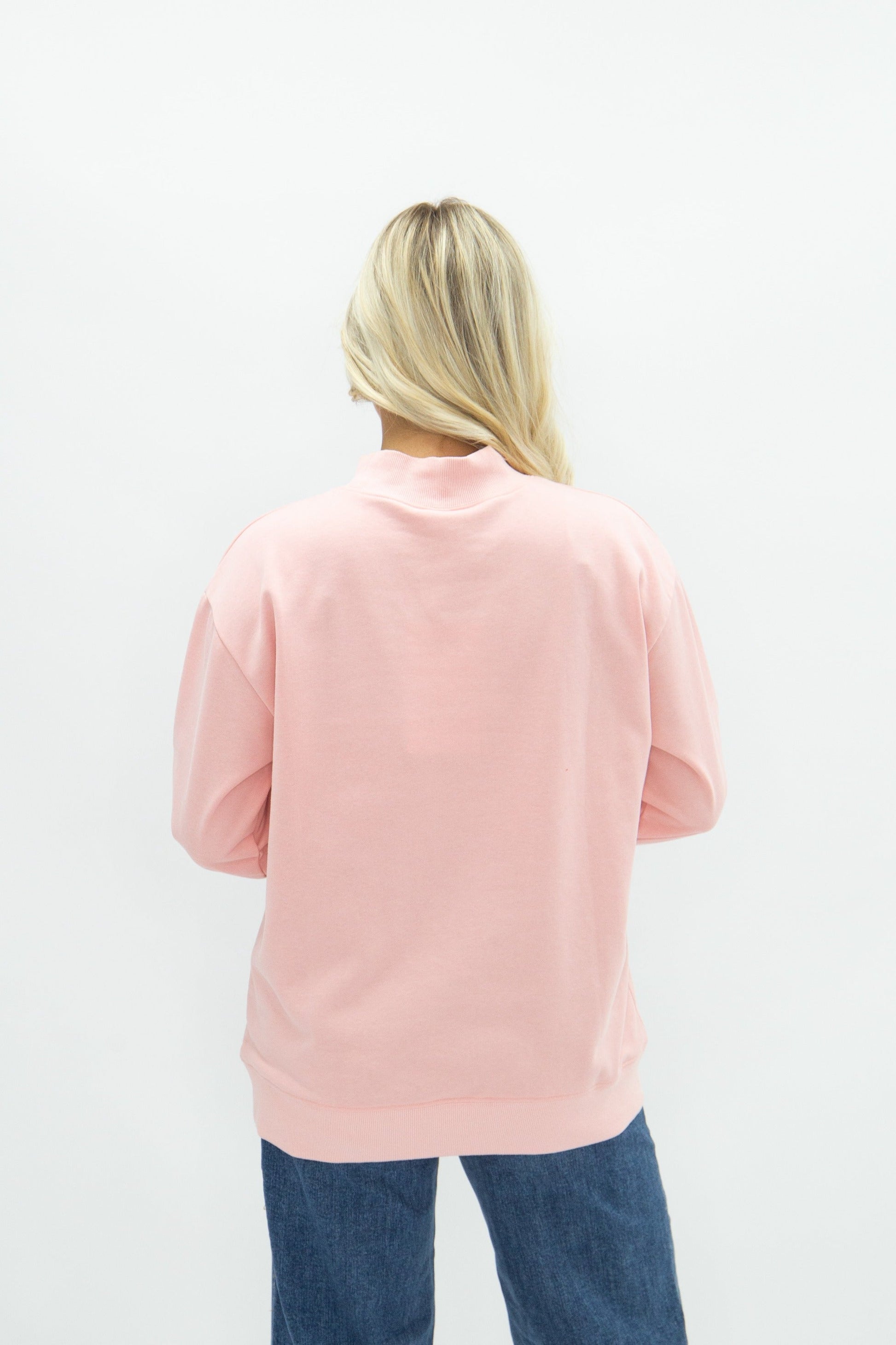 Mock Neck Sweatshirt, Light Pink in Light Pink view 6 - Mock Neck Sweatshirt Pink (top)
