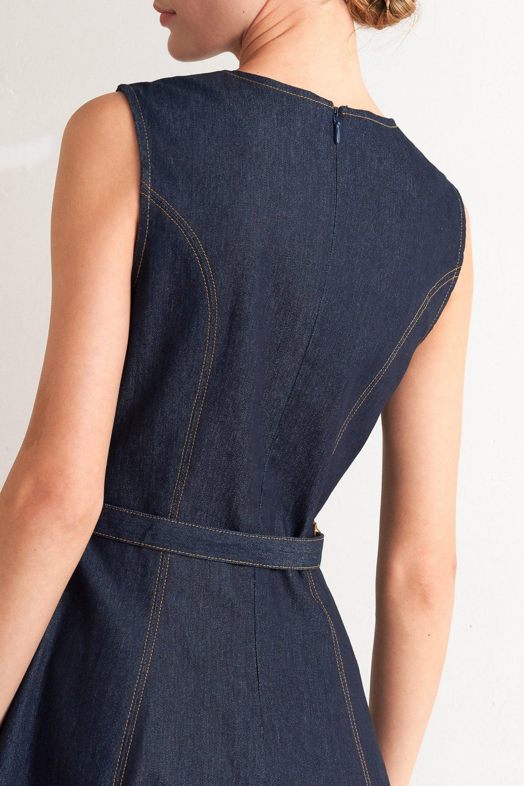 Modern Dark Denim Midi Dress DARK DENIM view 3 (dress) - modern dark dresser, modern dresser dark wood, - shop at us.meeeshop