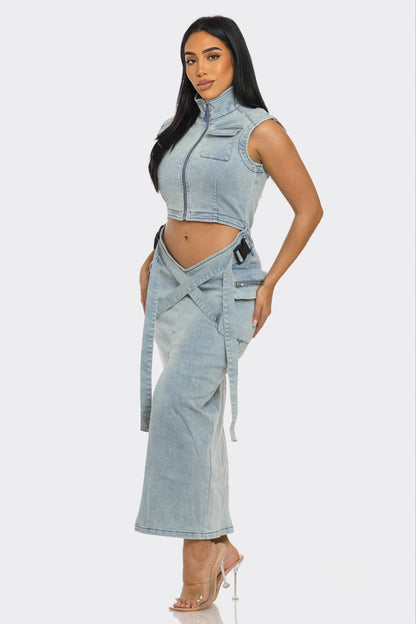 Modern Edge Denim Co-ord Dress in LARGE view 3 - Modern Edge Dresser