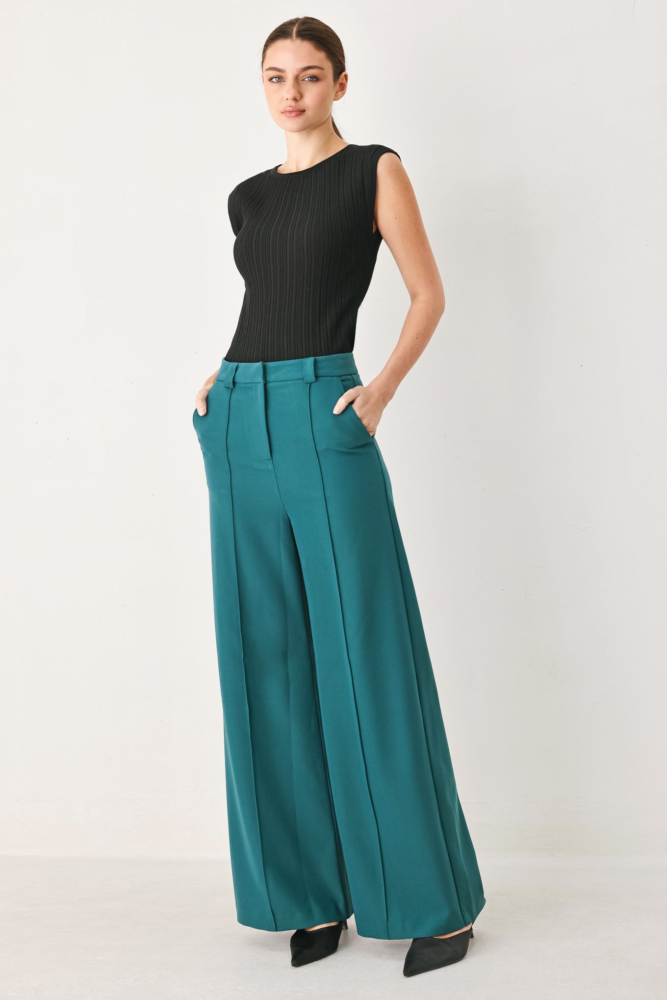 Modern Flow Woven Pants in TEAL - Modern Flowy Pants (bottom)
