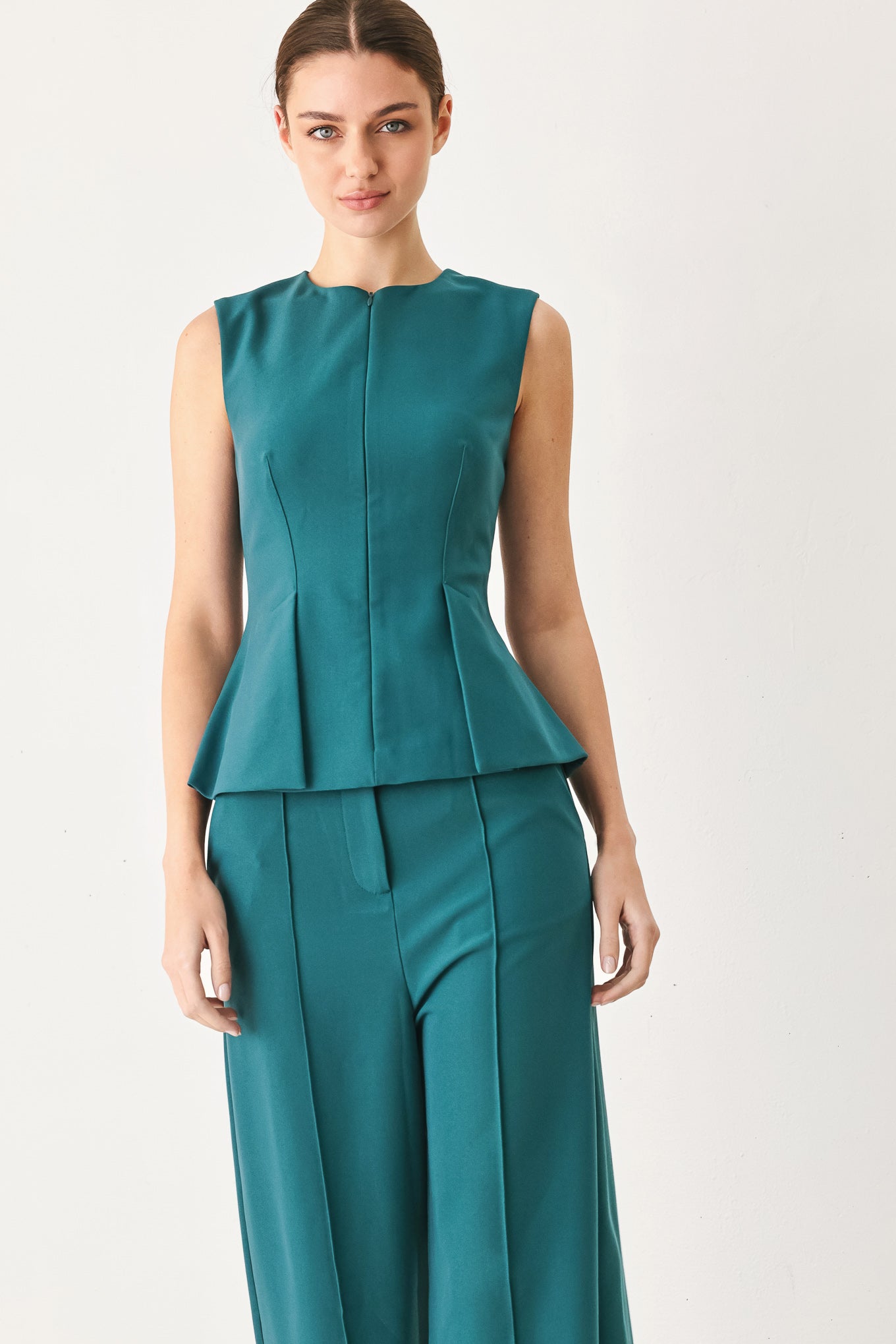 Modern Flow Woven Top in TEAL - Flowy Top Modest