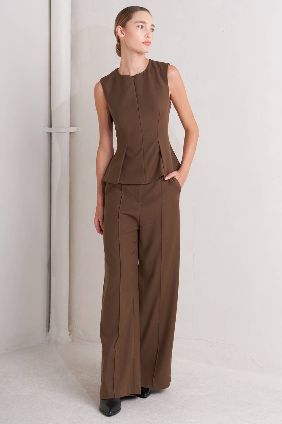 Modern Flow Woven Top view 22 - Flowy Top Modest