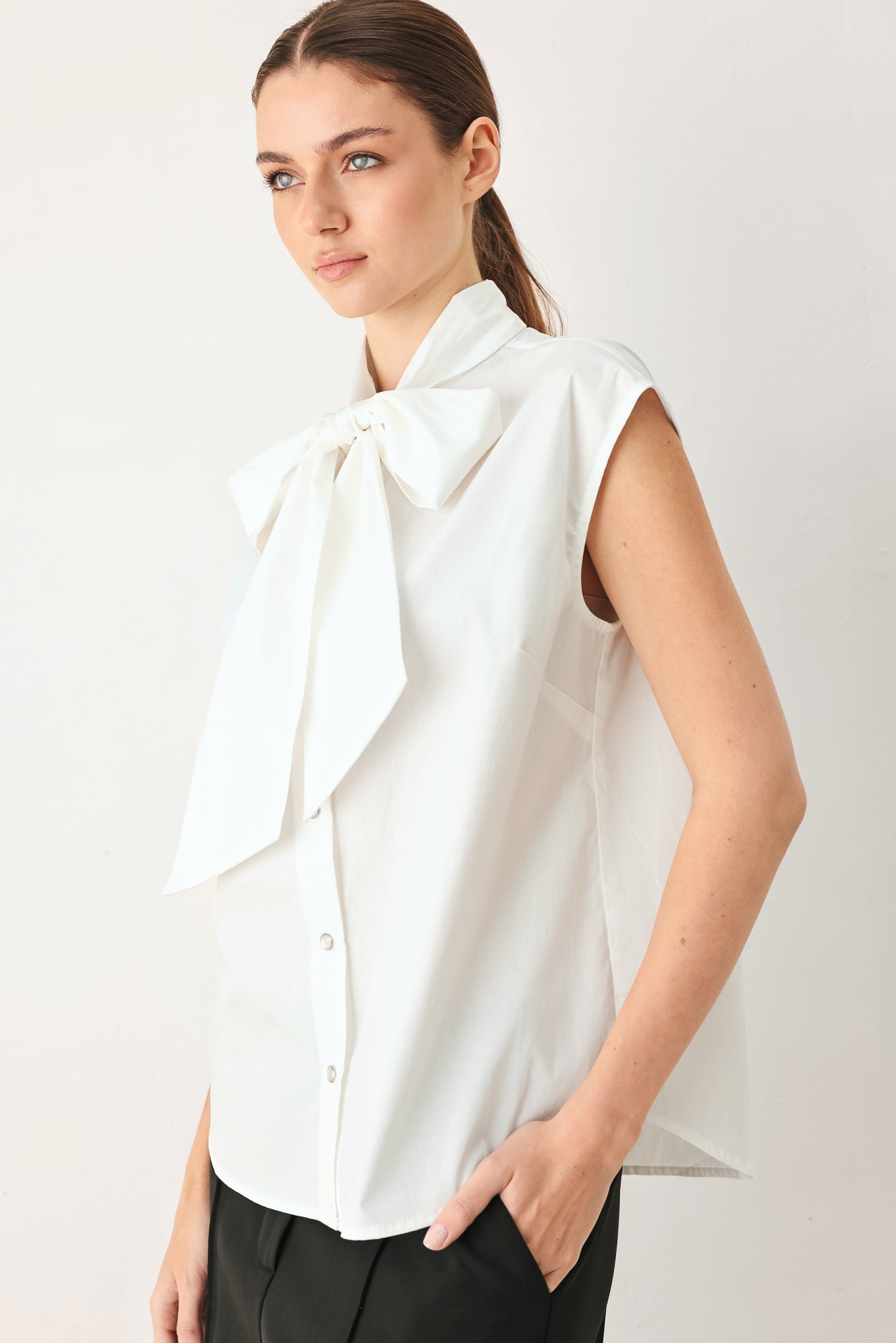 Modern Statement Bow Woven Top view 12