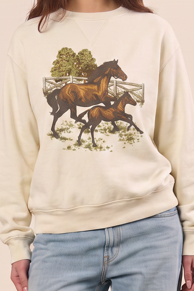 Mommy and Foal Sweatshirt S view 2 (top) - foal sweatshirt, mommy foal sweatshirt - shop at us.meeeshop