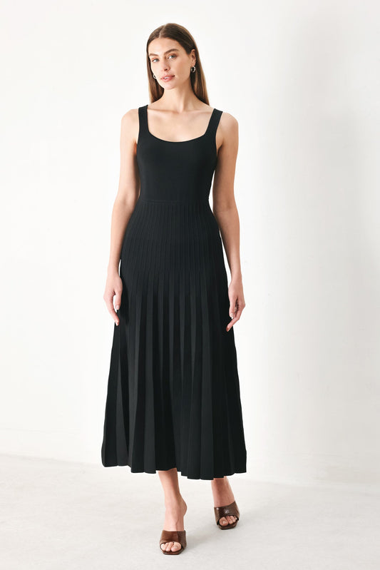 Mono Form Sweater Knit Midi Dress in BLACK - Fall Wardrobe Essential - Dress Sweater