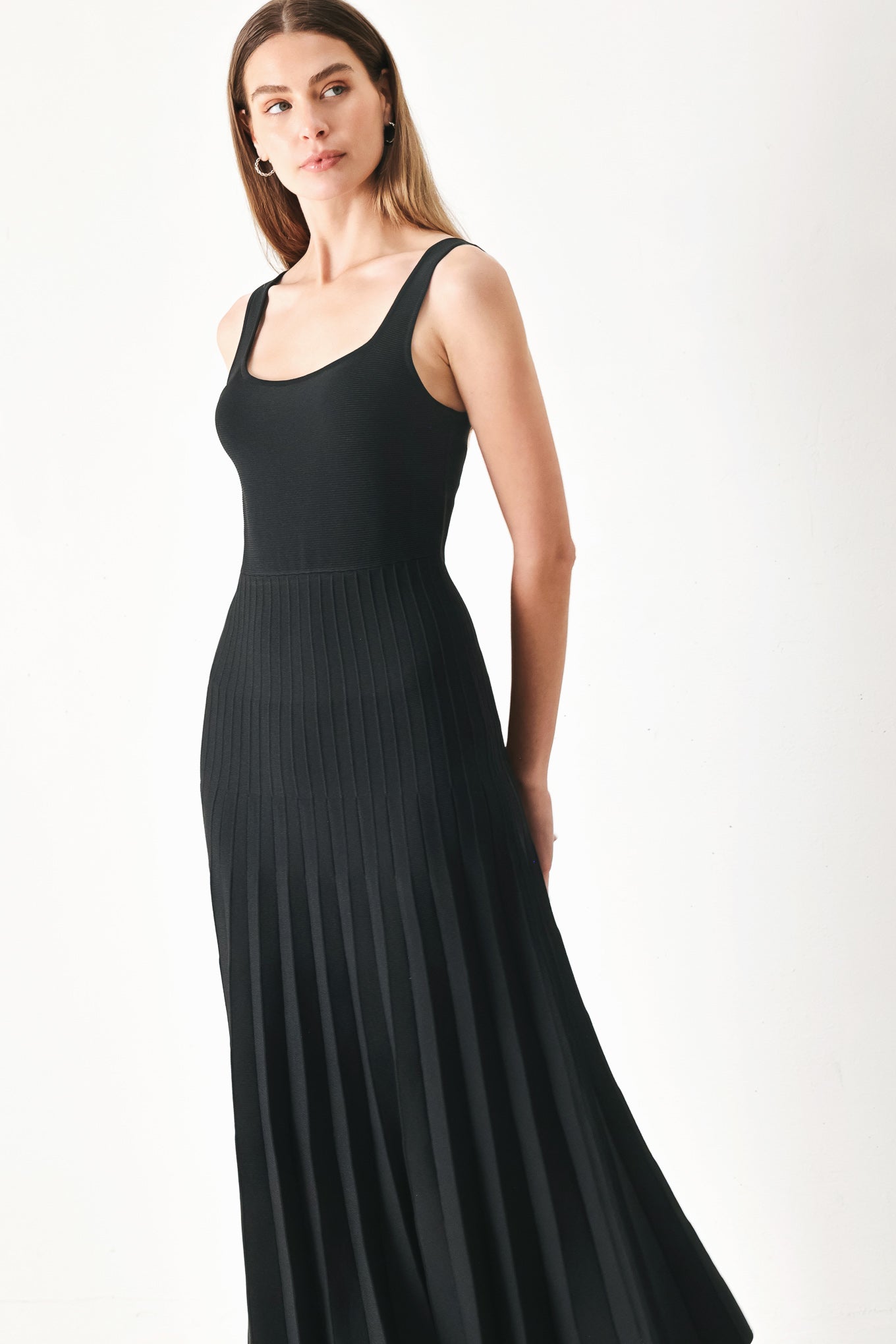 Mono Form Sweater Knit Midi Dress in BLACK view 3 - Fall Wardrobe Essential - Dress Sweater