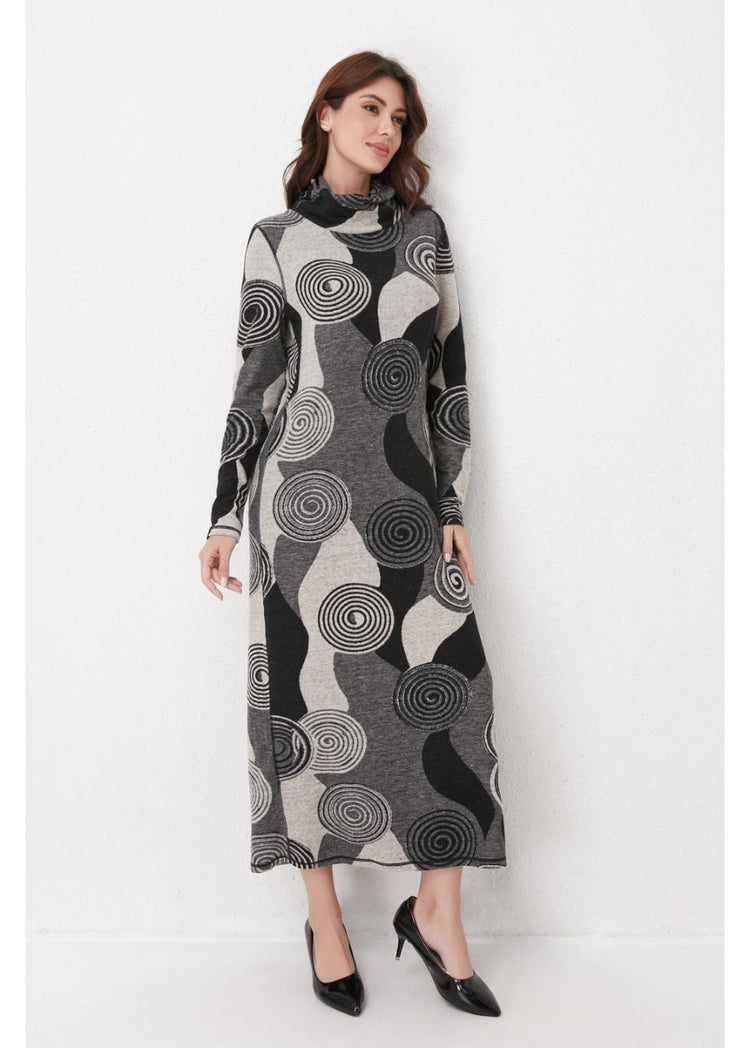 Monochrome Spiral Knit Midi Dress L view 4 (dress) - black and white spiral dress, what are monochrome  - shop at us.meeeshop