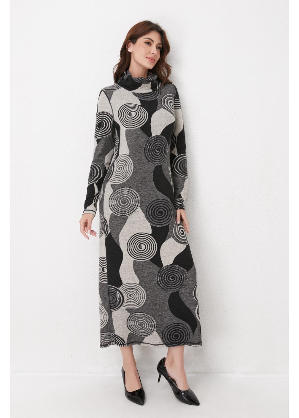 Monochrome Spiral Knit Midi Dress view 7 (dress) - black and white spiral dress, what are monochrome ou - shop at us.meeeshop