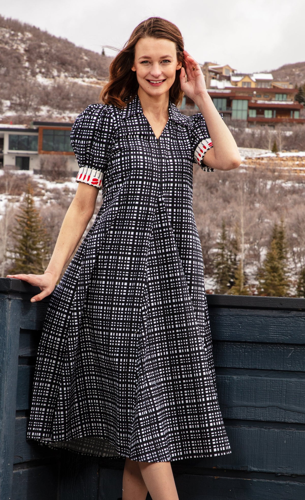 Montauk Dress Black and White Grid Dress - MeeeShop Women's Fashion