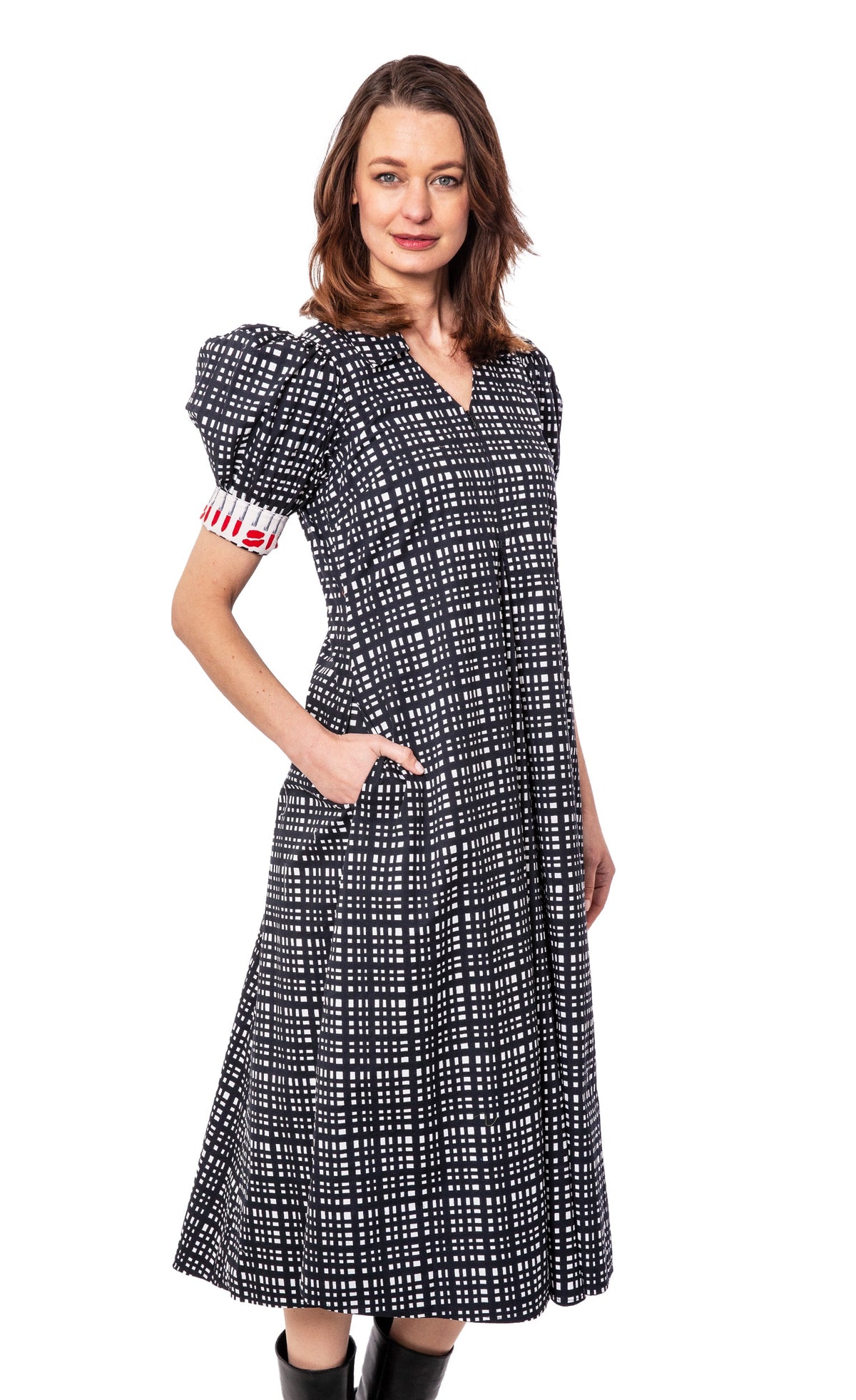 Montauk Dress Black and White Grid Dress - MeeeShop Women's Fashion