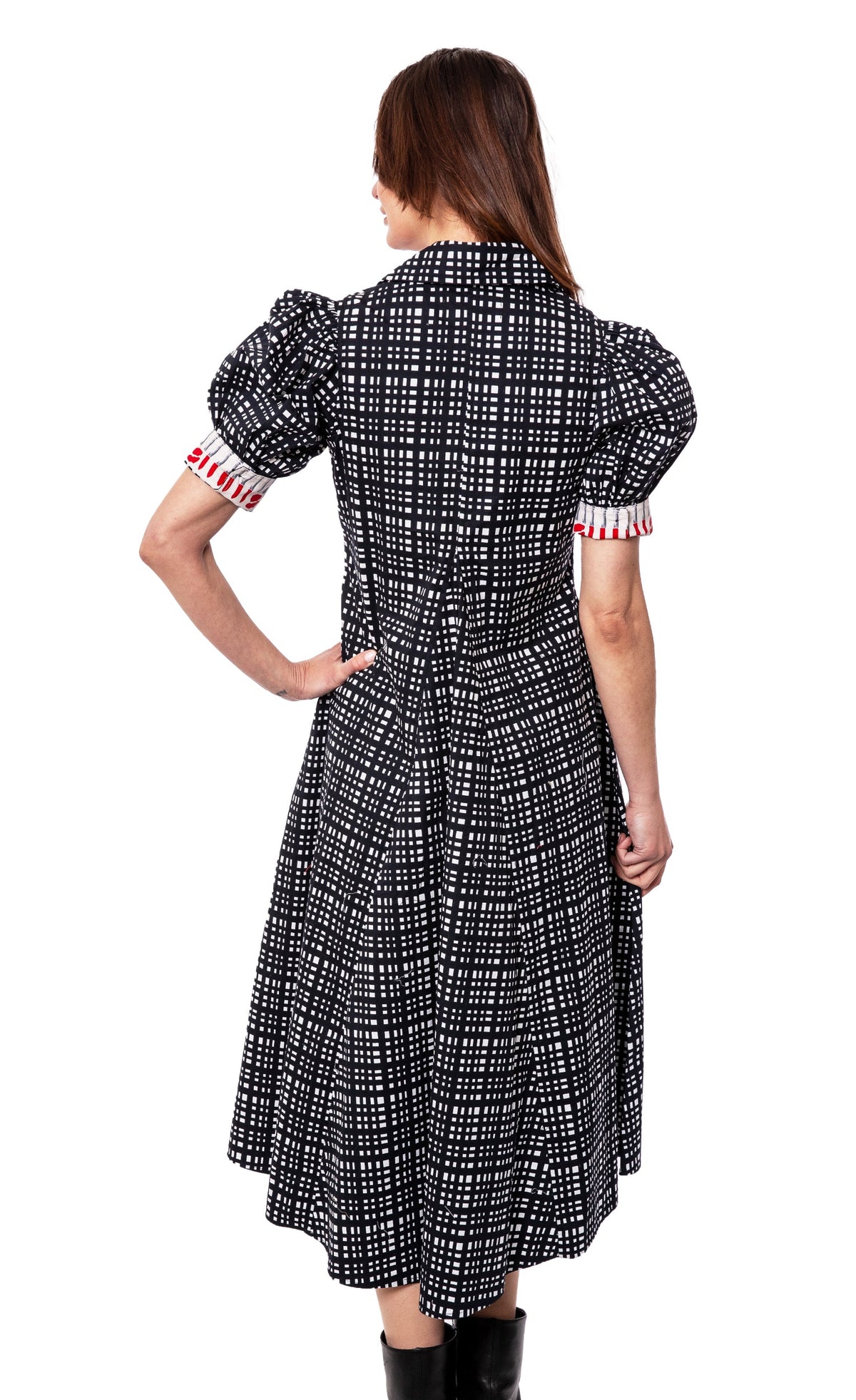 Montauk Dress Black and White Grid Dress - MeeeShop Women's Fashion