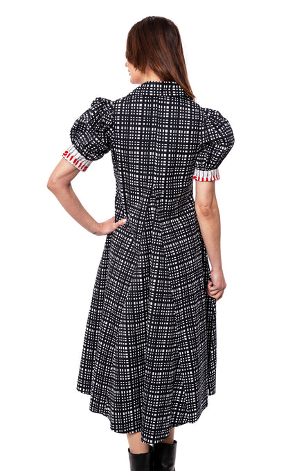 Montauk Dress Black and White Grid Dress in M view 3 - Montauk Black Dresser