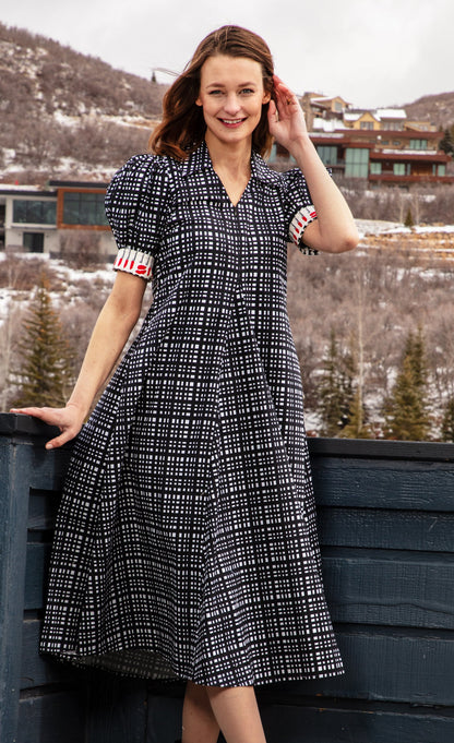 Montauk Dress Black and White Grid Dress in XS - Montauk Black Dresser