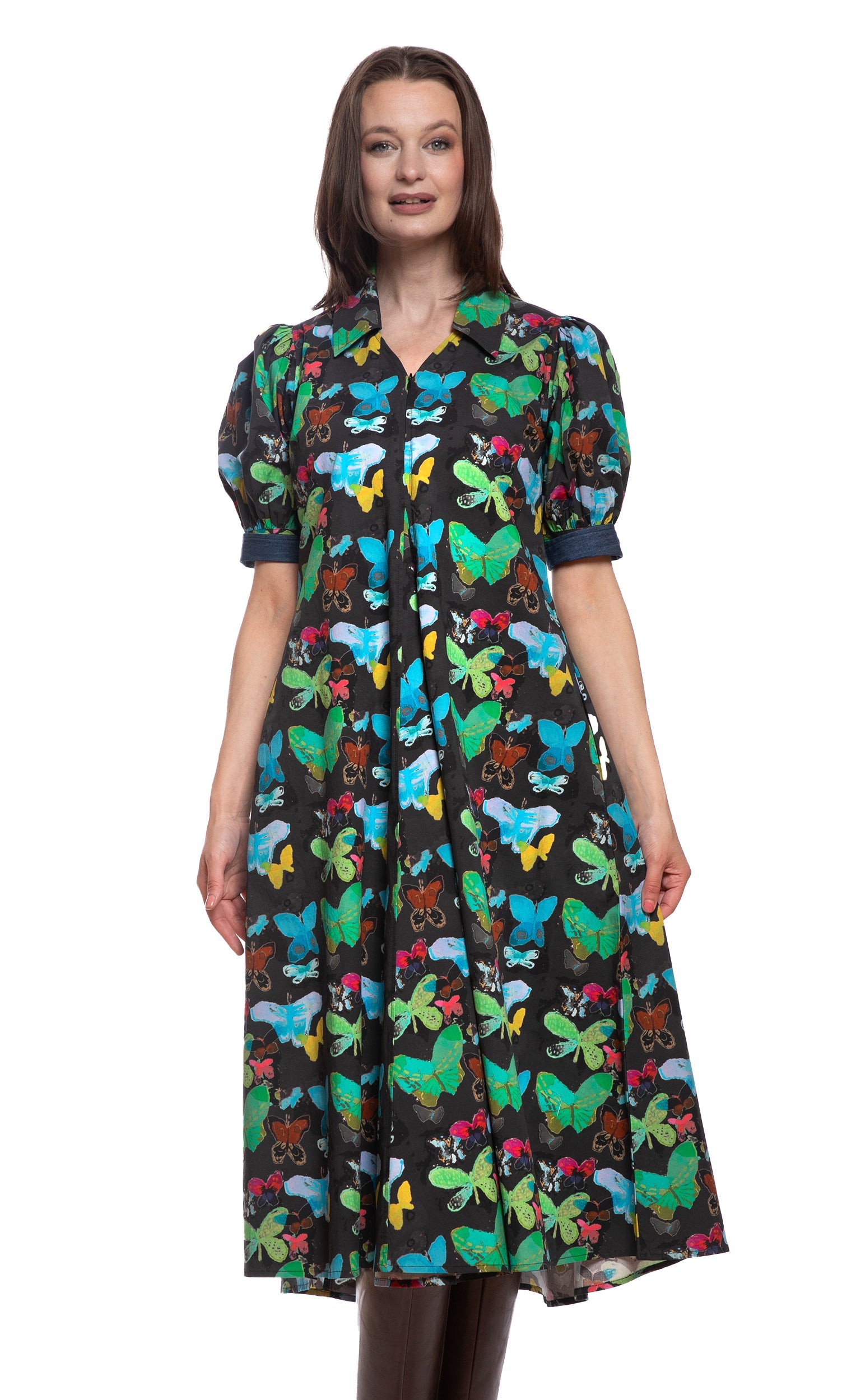 Montauk Dress Black with Butterfly Print in M view 3 - Montauk Black Dresser