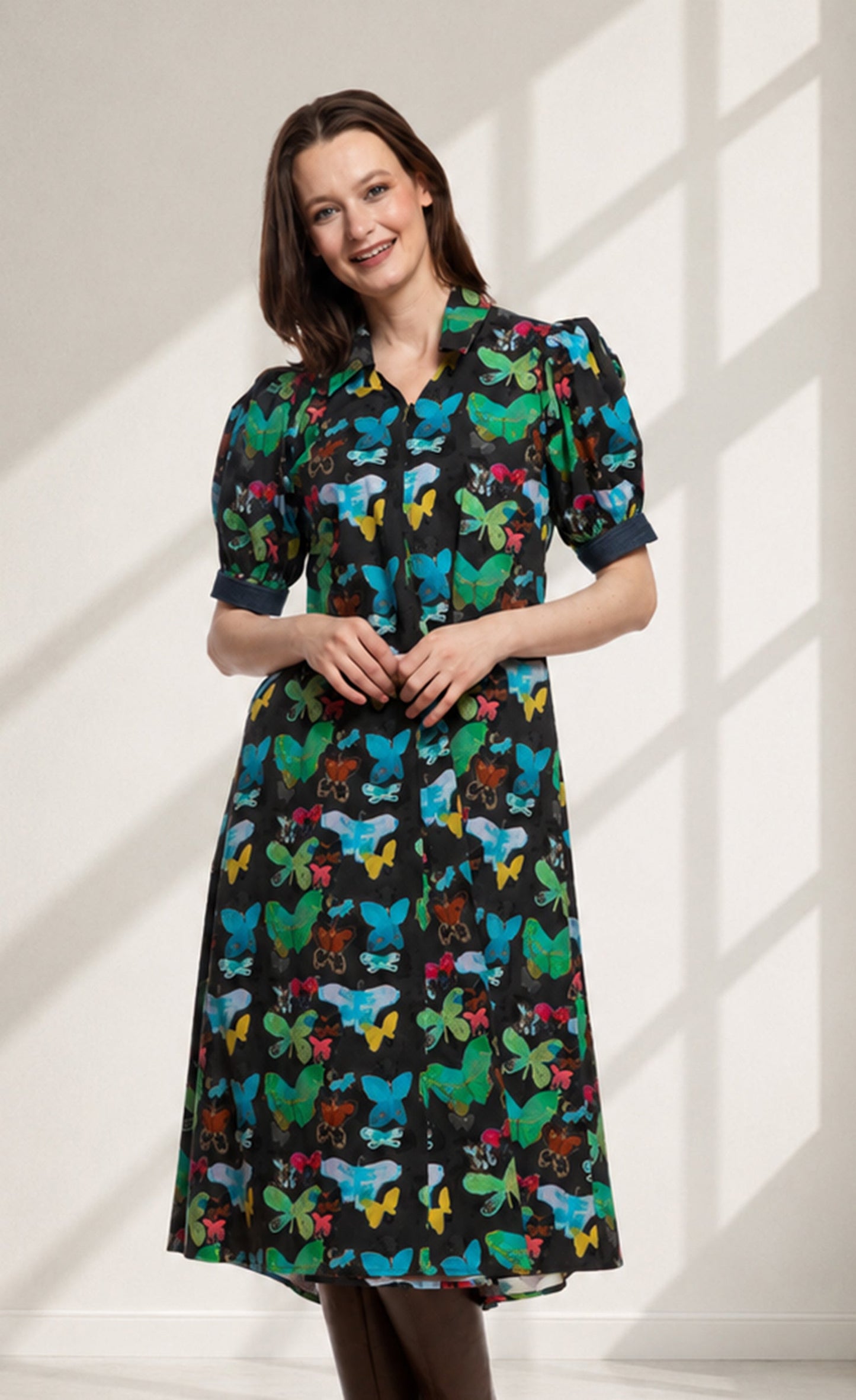 Montauk Dress Black with Butterfly Print in XS - Montauk Black Dresser