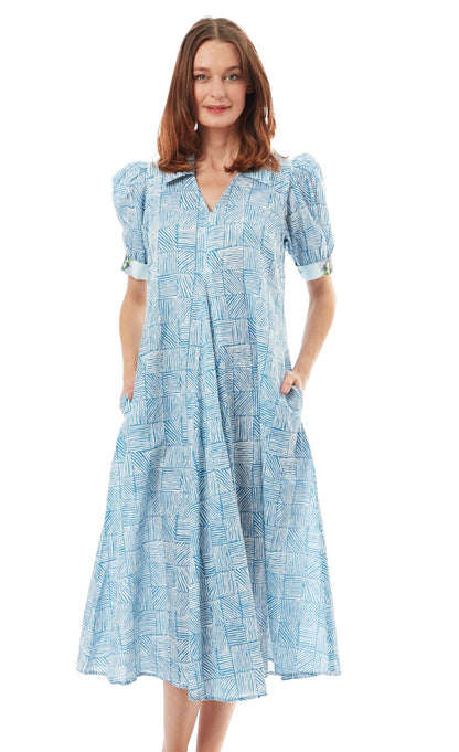 Montauk Dress Turquoise White Criss Cross in M view 3 - Cross Dress