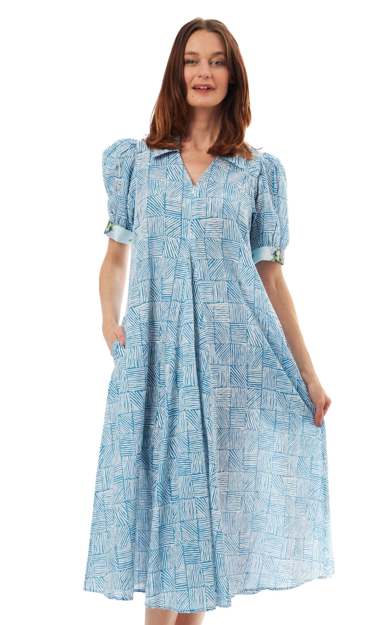 Montauk Dress Turquoise White Criss Cross view 6 - Cross Dress