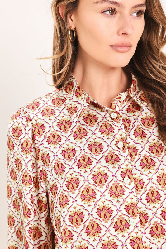 Moroccan Muse Woven Top in BURGUNDY view 2