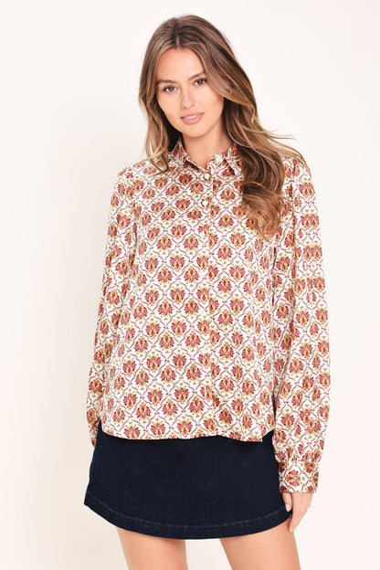 Moroccan Muse Woven Top in BURGUNDY view 3