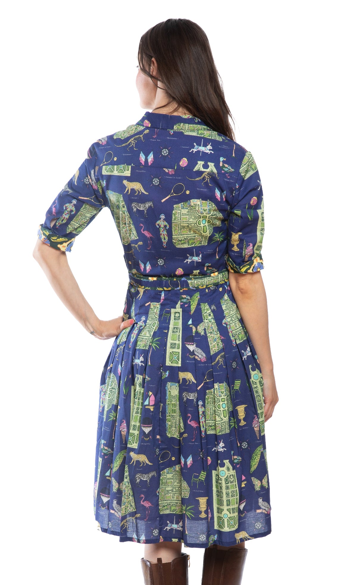 Mrs Maisel Dress Navy Ground with Paris Maps in XL view 5 - Maps Dress
