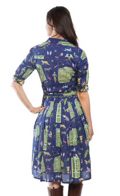 Mrs Maisel Dress Navy Ground with Paris Maps in XL view 5 - Maps Dress