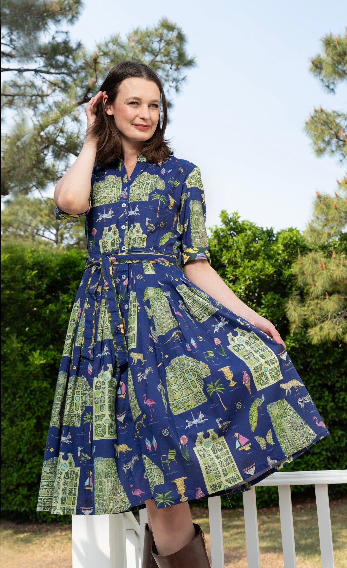 Mrs Maisel Dress Navy Ground with Paris Maps in XS - Maps Dress
