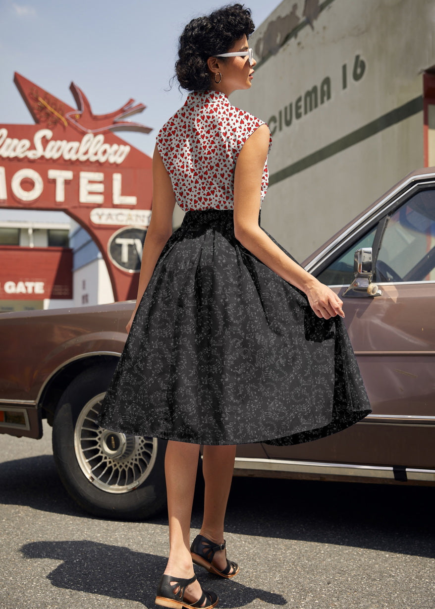Music Notes Doris Skirt in 1X view 5 - Pink Music Note Skirt