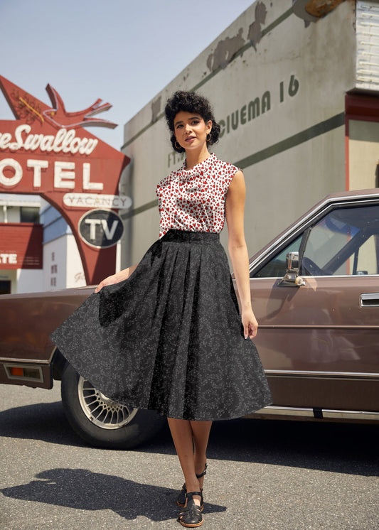 Music Notes Doris Skirt in S - Pink Music Note Skirt