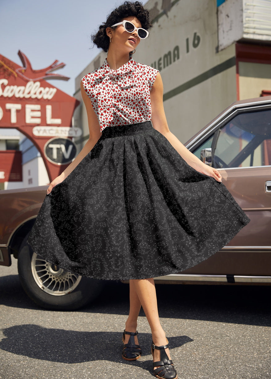 Music Notes Doris Skirt in XL view 4 - Pink Music Note Skirt