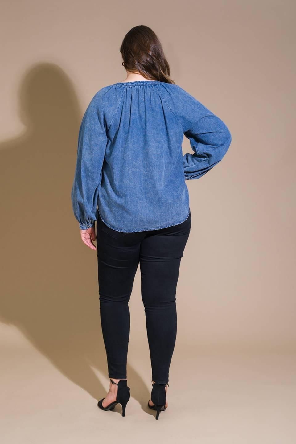 Musing About You Denim Top MEDIUM INDIGO view 5 (top) - musing top, musing top aritzia, musing about yo - shop at us.meeeshop