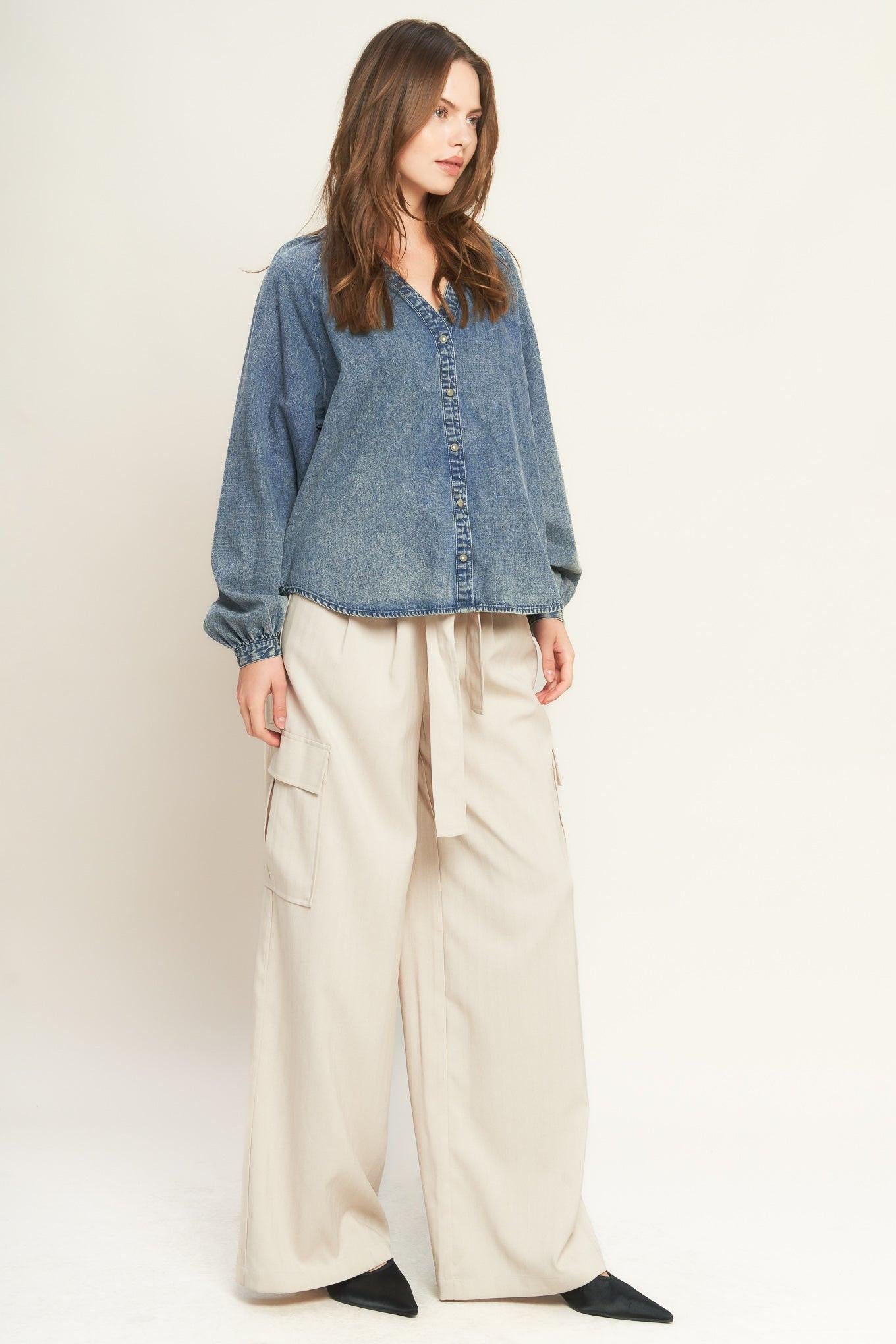 Musing About You Denim Top MEDIUM INDIGO view 6 (top) - musing top, musing top aritzia, musing about yo - shop at us.meeeshop
