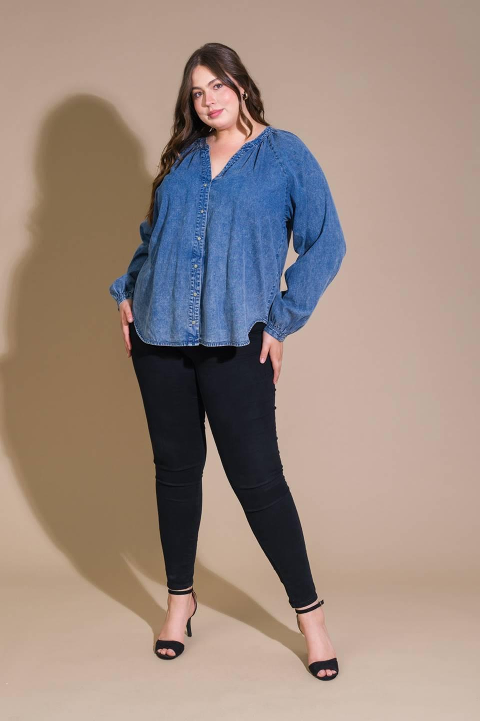 Musing About You Denim Top view 12 (top) - musing top, musing top aritzia, musing about you meaning - shop at us.meeeshop